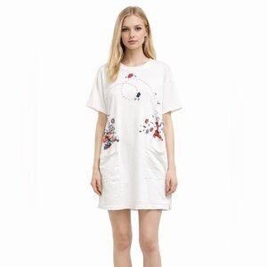 Vtg 90s Disney Parks Tigger Flower Graphic T-Shirt Dress Mickey Inc USA Made OS